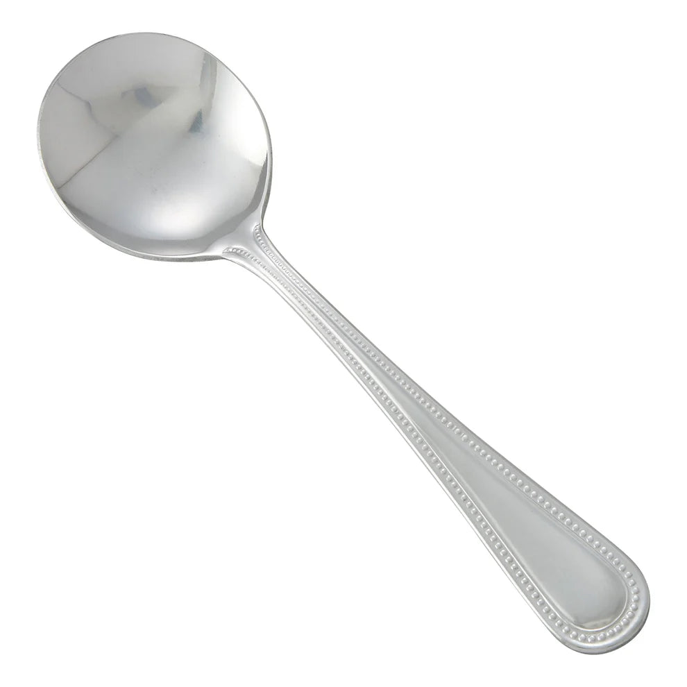 Winco 0005-04, 18/0 Heavyweight Dots Bouillon Spoon