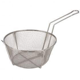 8-quart wire fryer basket stanton trading with a 12-inch diameter, featuring a reinforced stainless steel mesh and a sturdy handle for durability and ease of use.