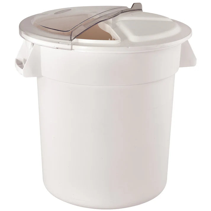 Rotating Lid for White Container 6/Pack designed for commercial and industrial use, this lid is perfect for sealing garbage and other items inside the FCW-10 heavy duty container, sold separately. This rotating cover is designed to keep the trash or food at your busy eatery covered and sanitary but also easily accessible by hand or scooper.