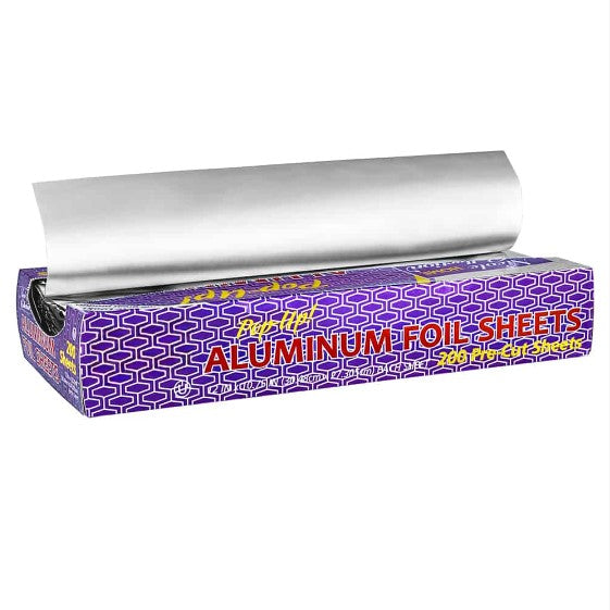 10.75"x12" pre-cut aluminum foil sheets, tear-resistant and heat-efficient, perfect for baking, grilling, cooking, and food storage in home kitchens, restaurants, and catering services.