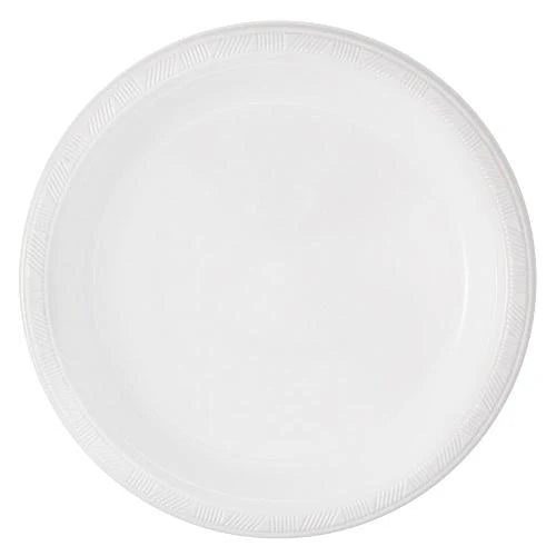 10" Plastic Disposable Plates – Red & White, Sturdy & Elegant