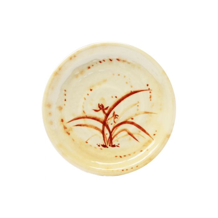 Gold Orchid Asian melamine round plate BPA free NSF certified 4 inches diameter.