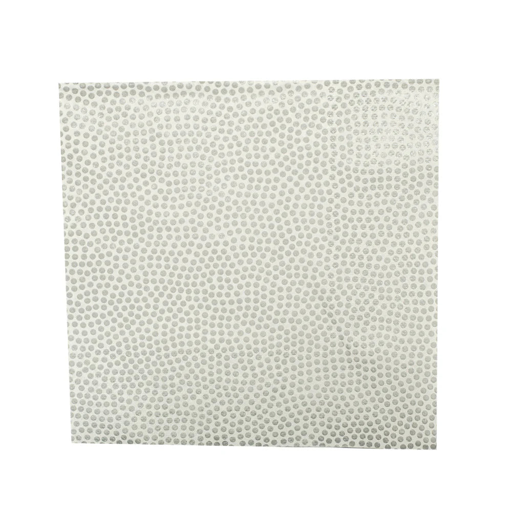 2-Ply Silver Dots Lunch Napkins – Stylish disposable napkins with a silver dot pattern, perfect for weddings, parties, and elegant table settings. Soft, absorbent, and durable.