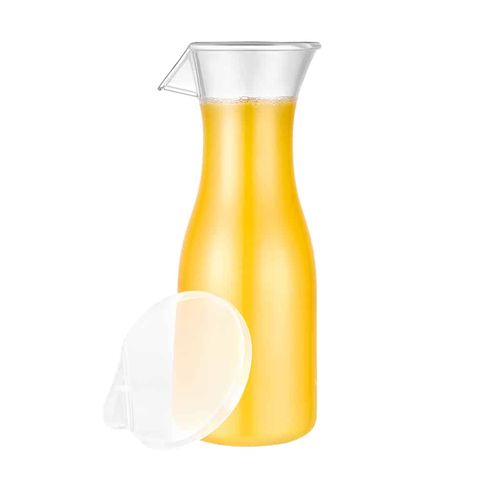 Acrylic carafe jar with lid in 12oz, 20oz, and 40oz sizes. Shatter-resistant, reusable, and perfect for serving water, juice, wine, and infused drinks at events and parties.