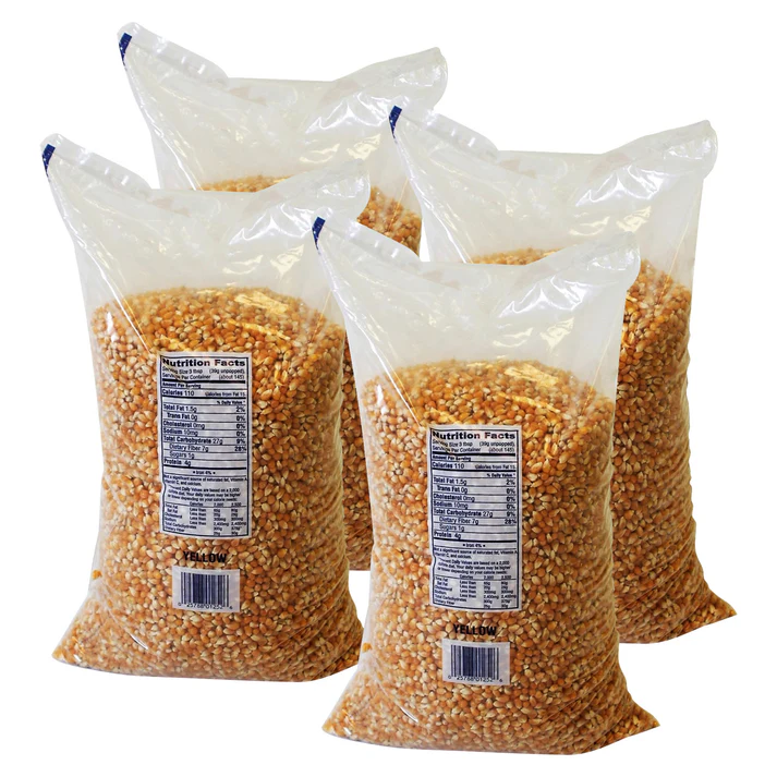 4-12.5lb. Bulk Popcorn 6/Pack for high production scenarios and when demand needs supply, our bulk popcorn is all you need. Available for purchase in a 50-pound box conveniently packaged in four 12.5 pound bags.