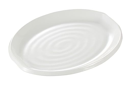Yanco Oval Plate MD-210 Crafted from high-quality melamine, this oval plate boasts a sleek white finish that complements any table setting. Measuring 10-1/2"L x 7-1/2"W, this plate is perfect for serving appetizers, entrees, or desserts. Not only is the Milando Plate visually appealing, but it is also incredibly practical. It is dishwasher safe, making clean-up a breeze, and its durable construction ensures it can withstand the rigors of everyday use.