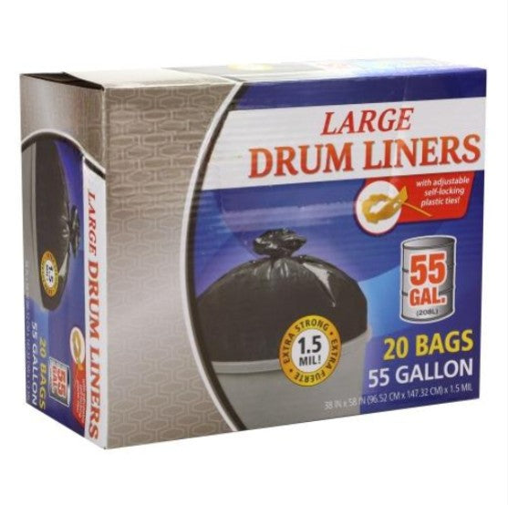 55-gallon drum liners for industrial and commercial use. Heavy-duty, tear-resistant, and leak-proof. Perfect for large trash barrels, bulk waste, and construction cleanup. Strong, durable, and reliable.