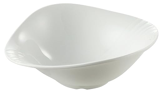Yanco Bowl MD-912 This triangular-shaped bowl boasts a generous 68 oz. capacity, making it ideal for serving up large portions of your favorite dishes. Crafted from high-quality melamine, this bowl is both durable and dishwasher safe, ensuring it will last for many meals to come. The Milando Bowl's sleek white design adds a touch of sophistication to any table setting, making it perfect for both casual and formal occasions.