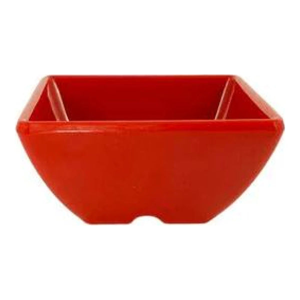 Thunder Group Square Bowl 12/Pcs is a perfect dinnerware for presenting your sources, dips, salsa, or even fruits. This bowl looks like ceramics but is much more lightweight and durable. It is an excellent choice for inside or outside dining spots. This square melamine bowl comes in bright red color as a distinctive feature of the Classic Pure Red Western collection. All Classic Pure Red tableware will equally suit big restaurants and small sushi bars, crowded catered events and buffets.