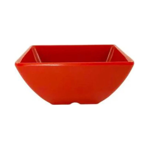 Thunder Group Square Bowl 12/Pcs is a perfect dinnerware for presenting your sources, dips, salsa, or even fruits. This bowl looks like ceramics but is much more lightweight and durable. It is an excellent choice for inside or outside dining spots. This square melamine bowl comes in bright red color as a distinctive feature of the Classic Pure Red Western collection. All Classic Pure Red tableware will equally suit big restaurants and small sushi bars, crowded catered events and buffets.