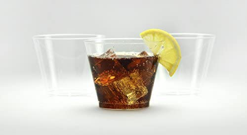 9oz clear old fashioned plastic tumbler, disposable drinkware, perfect for cocktails, whiskey, soda, weddings, parties, events, catering, sturdy design, easy cleanup, 20 per pack.