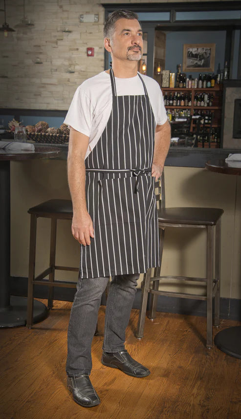 Winco BA-3427CS, 33-1/2"x 27", Chalk stripe BIB Apron