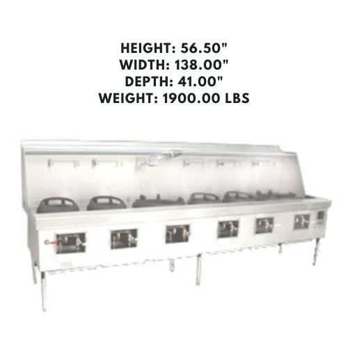 Professional kitchen range with adjustable burners