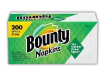 Bounty Napkin 1-Ply, White, 200 Pack of soft, absorbent napkins for everyday dining and cleaning needs