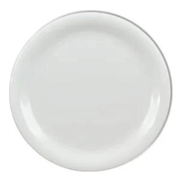 Thunder Group Narrow Rim Plate 12/Pcs embodies the look of ceramic tableware but is much more durable and affordable. This narrow rim round plate is of shatter resistant quality. It is constructed out of a heavy-duty commercial weight melamine, surpassing the restaurant and health safety standards. The plain design with a narrow rim and saturated white color make this melamine plate suitable for a variety of occasions and all kinds of establishments.