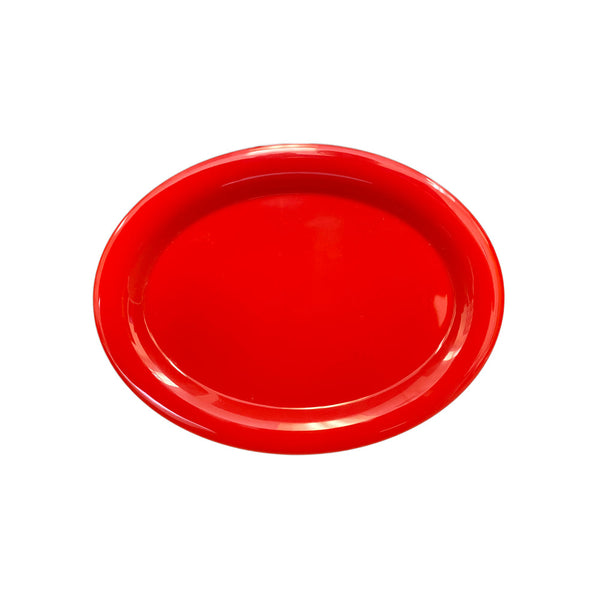Thunder Group Platter 6/Pcs is a traditional-looking durable tableware. It is made of melamine, a popular material among professional food-services. Such pure red oval platter goes well with any interior design. There are 7 colors in the Western collection. This platter will help you serve different entrees, meats or bakery products. It is break and heat resistant, dishwasher safe. Non-toxic, NSF approved. Not for use in a microwave.