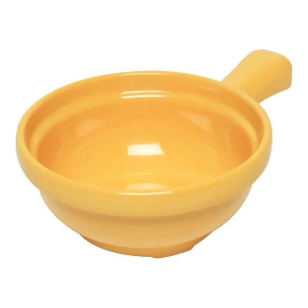 Thunder Group Soup Bowl With Handle 12/Pcs is made for soups, stews, and other liquids. It features a handle that provides a safe serving of hot foods. But you can serve cold liquids as well. Or even sliced fruit. The number of ways you can use this handy bowl is limited only by your imagination. This soup bowl makes it ideal for use in any outdoor catering event, high volume restaurant, or food-serving facility.