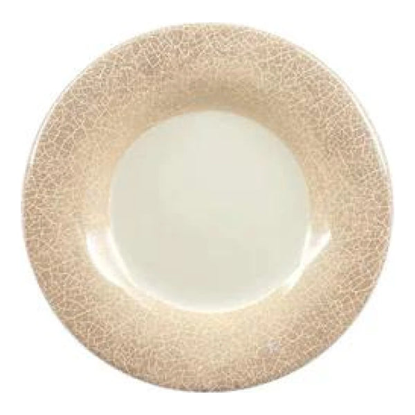 Thunder Group Wide Rim Dinner Plate 12/Pcs is a piece of durable tableware. This wide rim round plate has a presentation of ceramics and break-resistant structure of melamine. You can use it to serve all kind of dishes such as appetizers, entrees, desserts, and more. It is affordable and easy-to-use. The Jazz collection has a vintage and elegant appearance. All Western Lotus tableware features creamy color and beige pattern made to resemble cracked edge of the ceramics.
