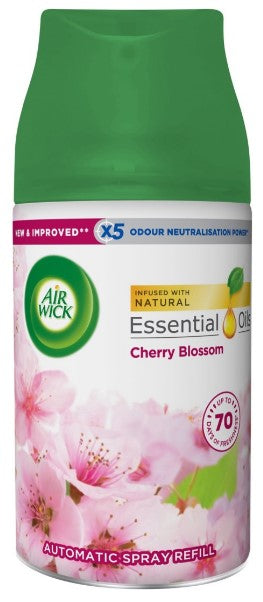 Air Wick Ultra automatic spray refill with 250ml Cherry Blossom fragrance.