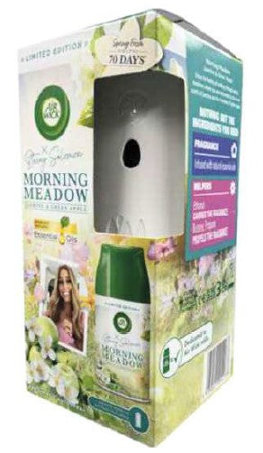 Air Wick automatic air freshener machine with 250ml Morning Meadow refill.