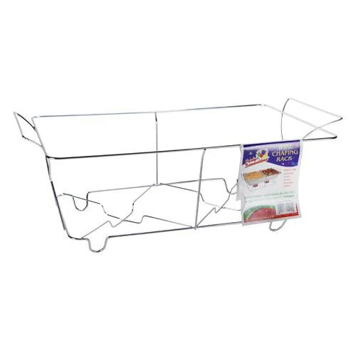 Wire chafing stand in half and full sizes for catering, buffets, and events. Sturdy, durable, and perfect for securely holding chafing dishes and food warmers for any occasion.