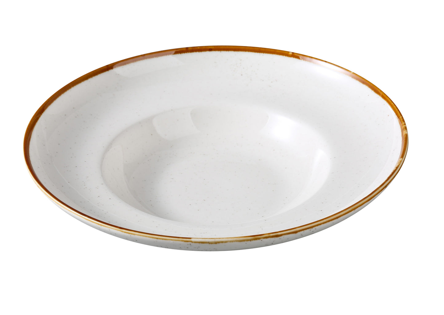 Yanco Dessert Plate GL-310 offers a stylish blend of modern flair and timeless elegance. Crafted from premium porcelain, it features a speckled white surface with a subtle colored rim that brings character to any table. Its generous size makes it ideal for serving desserts, pastries, or light entrees in both casual and upscale settings.