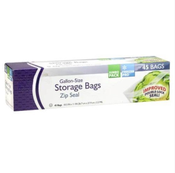 Gallon-size zip seal storage bags for food storage, meal prep, and travel. Heavy-duty, leak-proof, and food-safe. Airtight seal prevents spills and keeps food fresh. Perfect for home and commercial use.