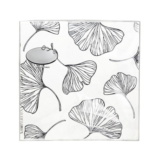 Gingko Black lunch napkin featuring a sleek design, ideal for adding style to formal events, weddings, or parties while ensuring soft, absorbent, and disposable convenience.
