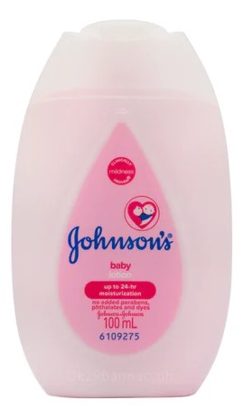 Johnson & Johnson Baby Lotion, 100 ml (3.40 oz) gentle moisturizing lotion for soft, smooth baby skin in a travel-friendly bottle