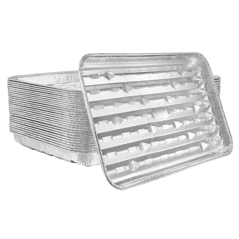 Durable aluminum broiler pan for roasting, grilling, and broiling. Available in small and large sizes. Non-stick, rust-resistant, and warp-proof for even cooking. Perfect for home and commercial use.