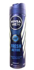 Nivea Men Fresh Active Antiperspirant Spray, 150 ml long-lasting sweat and odor protection with a fresh, invigorating scent
