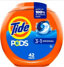 Tide PODS Liquid Laundry Detergent, 42-count pack, pre-measured pods that clean clothes effectively and leave a fresh scent.