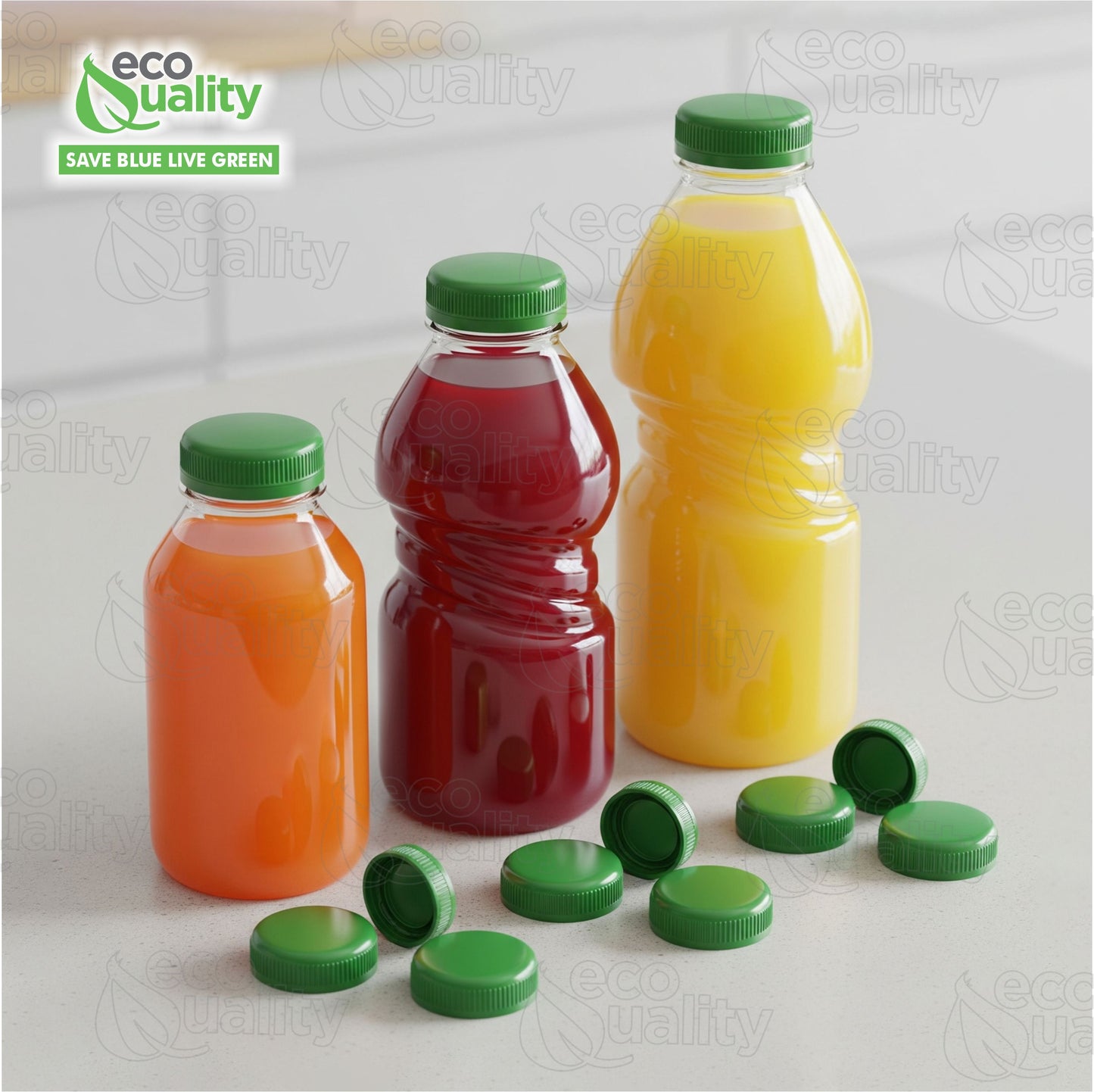38MM Ratchet Caps and Lids for Plastic Juice Bottles For HDPE and Foggy Plastic Juice Bottles, Smoothie Bottles, Fresh Squeezed Juice Container (Blue, Green, Orange)