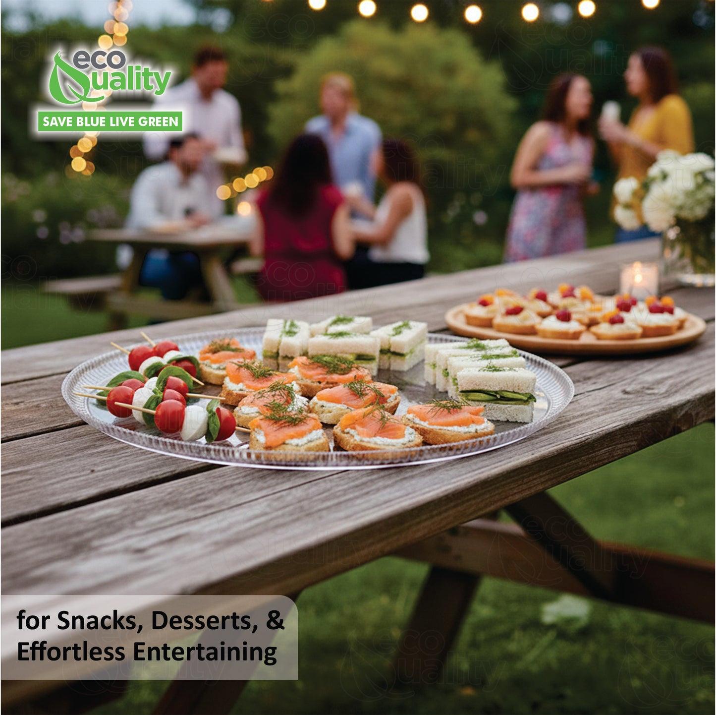 Ridged Clear Round Plastic Tray – Durable Serving Trays for Catering