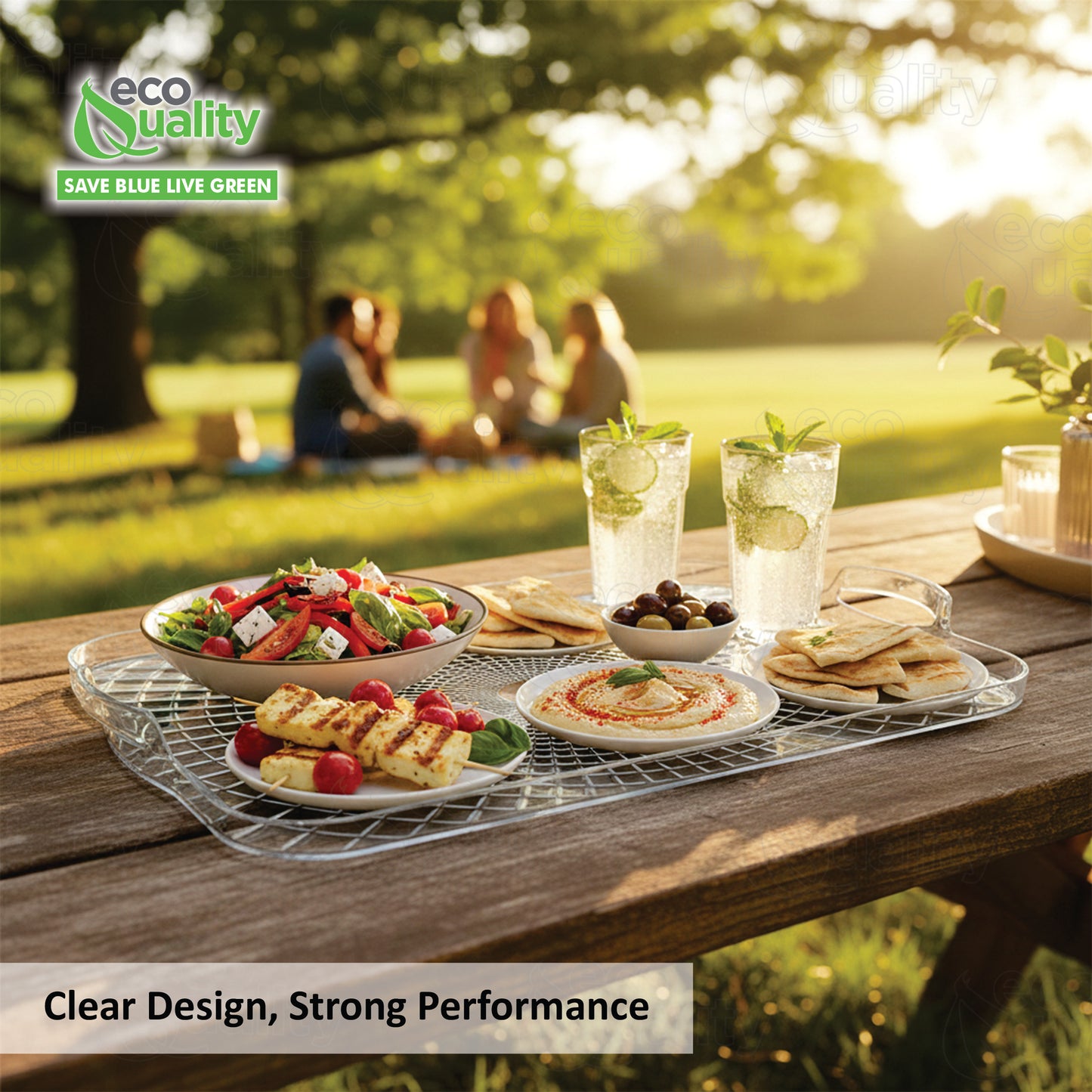 18"x13" Clear Serving Pixel Tray with Handles