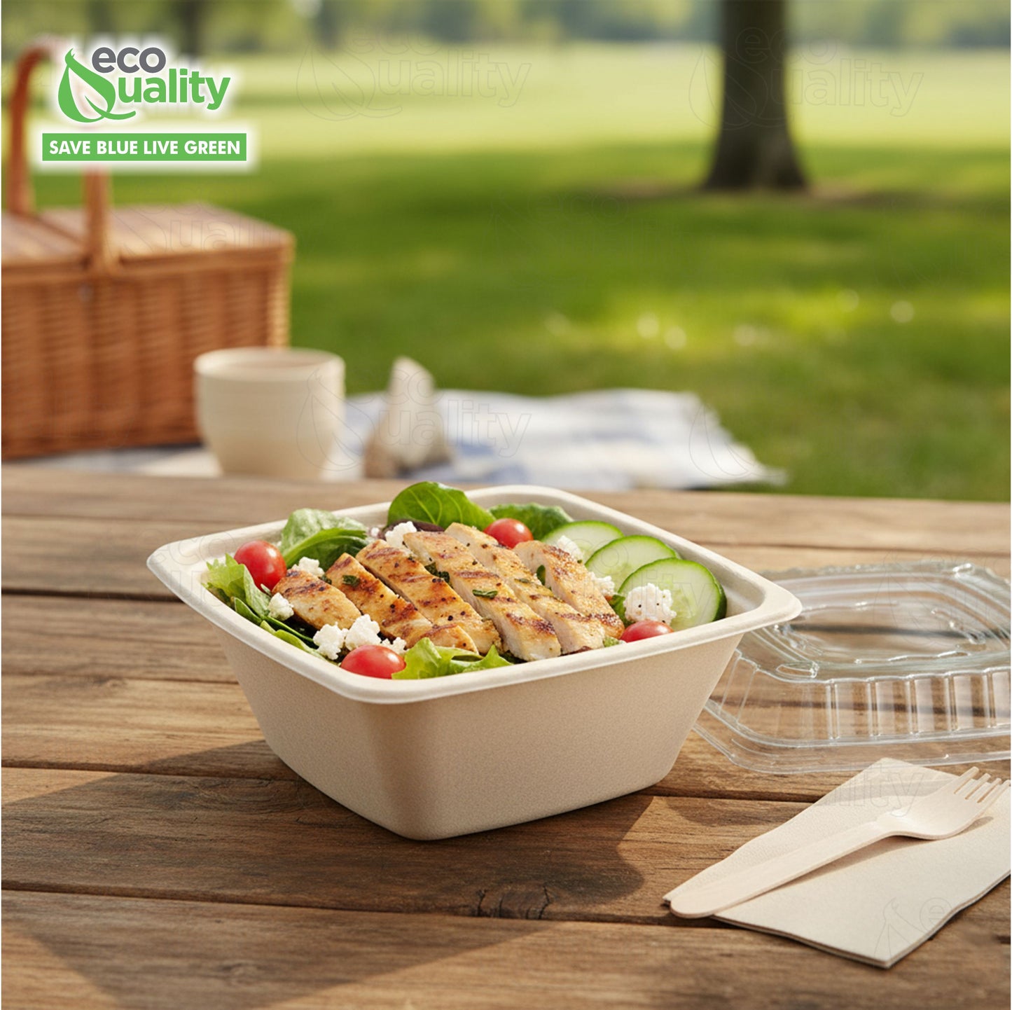 Eco Friendly Disposable Square Bowls Compostable Container with Dome Lids