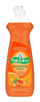 Palmolive Orange Dish Liquid, 828 mL (28 fl oz) bottle, removes grease and leaves dishes clean with a fresh orange scent.