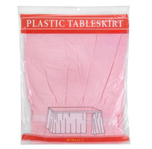 29"x14' table skirt in white, red, blue, black, gold, and pink. Durable, stylish, and disposable—perfect for weddings, banquets, and event décor.