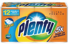 Plenty Paper Towels, 5 large rolls with 110 sheets each, strong and absorbent for everyday kitchen and household cleaning