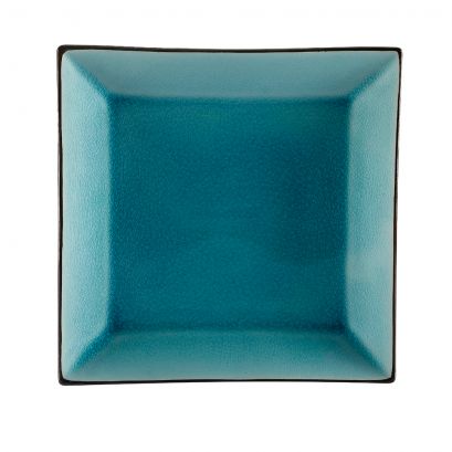 C.A.C. 10" Square Plate – Lake Blue glazed porcelain, chip-resistant and stylish, perfect for modern dining and food presentation. 12 per case. SKU: RSCAC-6-S16-BLU.