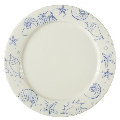 C.A.C. 12" Seashell Plate in American White – Elegant and durable porcelain plate, perfect for seafood and gourmet entrées. 12/Case. SKU: RSCAC-ATC-21-AW.