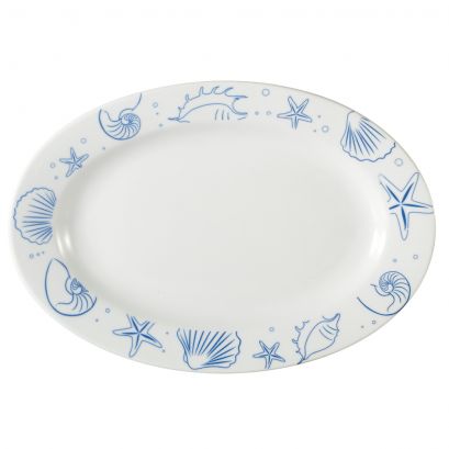 C.A.C. 15" Seashell Oval Platter in Porcelain White – Elegant and durable serving dish for restaurants, catering, and fine dining. 12/Case. SKU: RSCAC-ATC-51.