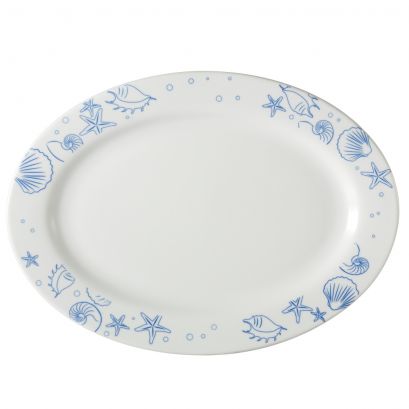 C.A.C. 18" Seashell Oval Platter in Porcelain White – Elegant and durable serveware for restaurants, catering, and banquets. 6/Case. SKU: RSCAC-ATC-81.
