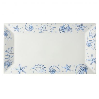 C.A.C. 14 1/2" Seashell Rectangular Platter in American White – Elegant and durable platter for fine dining and catering. 12/Case. SKU: RSCAC-ATC-RT51-AW.