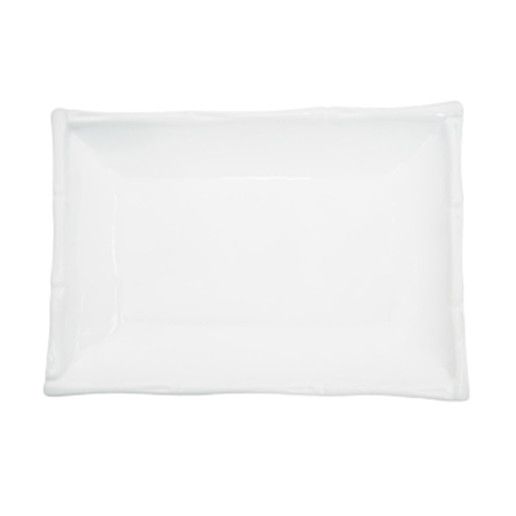 C.A.C. 7" Rectangular Platter. White porcelain, durable, and dishwasher-safe. 24/Case. SKU: RSCAC-BAP-34.