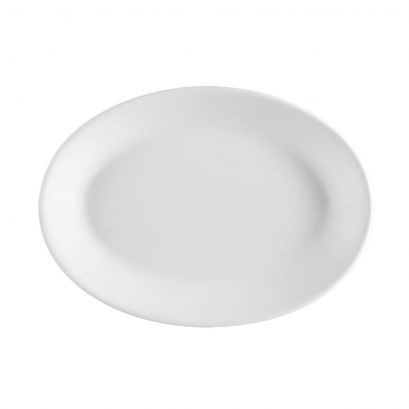 C.A.C. 11 1/2" Oval Platter, chip-resistant porcelain, perfect for entrées and appetizers. Sold as 12 per case. SKU: RSCAC-BLU-13.