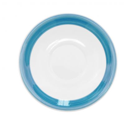 C.A.C. 6" Saucer for BLU-1 Tall Cup, durable porcelain, dishwasher safe. Sold as 36 per case. SKU: RSCAC-BLU-2.