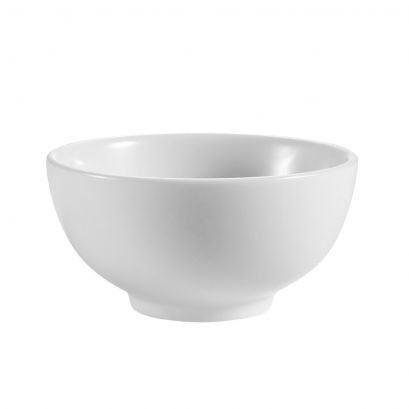 C.A.C. 8.5oz Rice Bowl – 4 1/2" porcelain bowl, chip-resistant and elegant, perfect for serving rice, soups, and sides. 36 per case. SKU: RSCAC-CN-4.