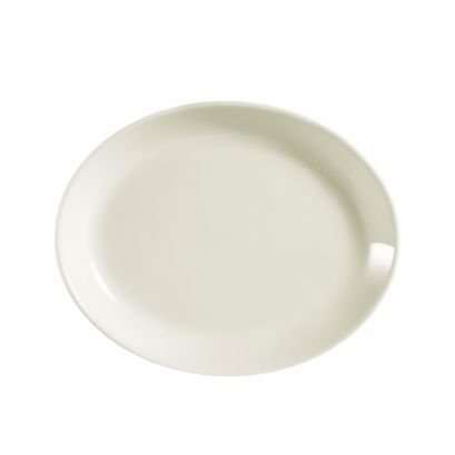 C.A.C. Coupe Oval Platter 9 1/2" – Durable porcelain oval platter with smooth coupe design, perfect for serving entrées or shared dishes. 24 per case. SKU: RSCAC-COP-9.5.
