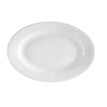 C.A.C. Oval Platter, 11 3/4" white porcelain serving dish. SKU: RSCAC-CRO-13.
